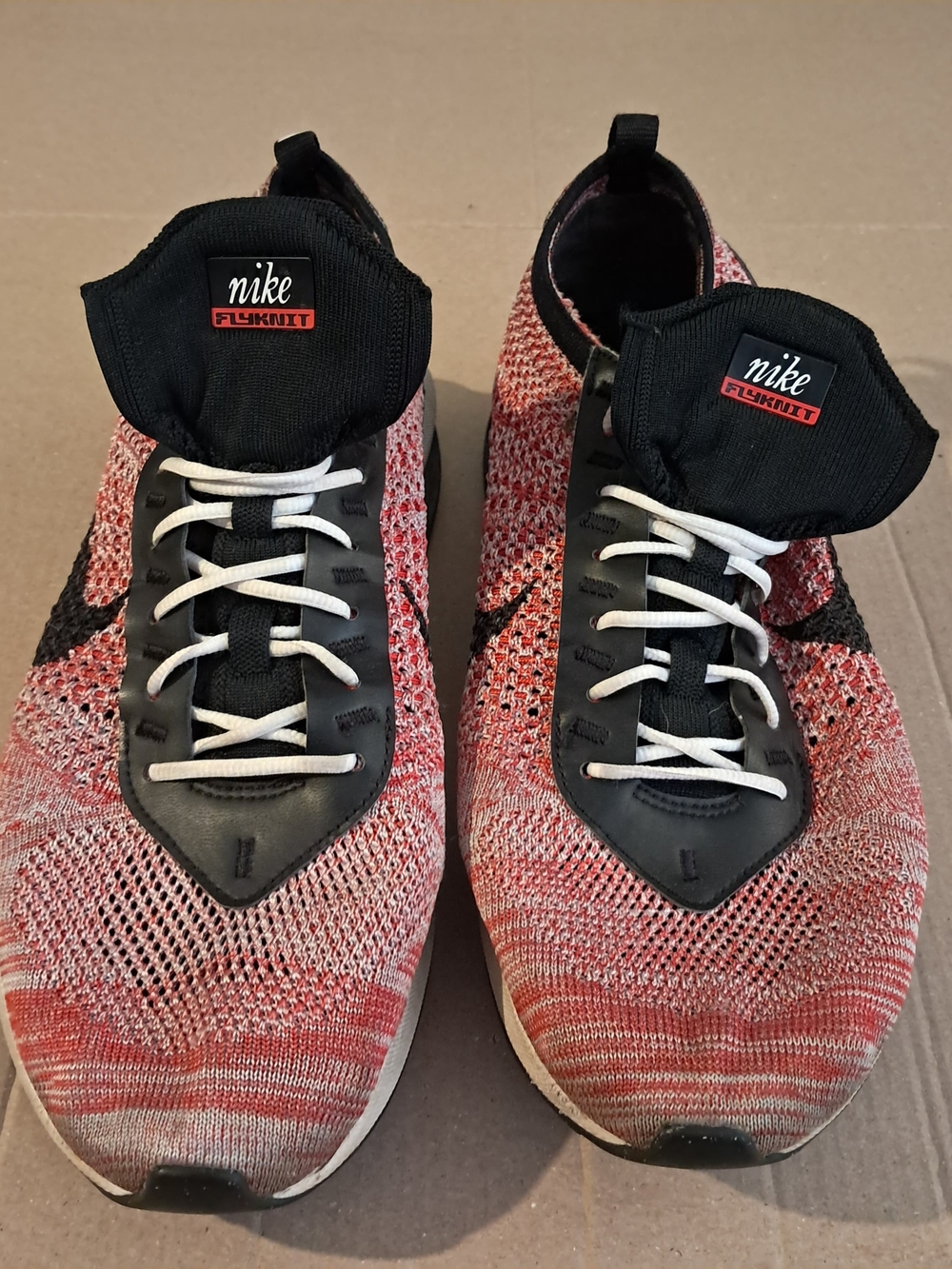 Nike Flyknit Running Shoes in Red, Black and White